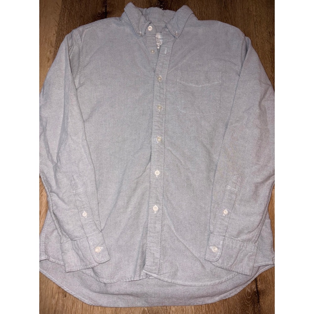 American Eagle Classic Fit Oxford Shirt Mens Medium Grey Button Down Long Sleeve